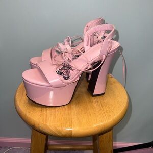 Sugar Pixie Queen Lace-Up Butterfly Platform Heels from Dolls Kill
